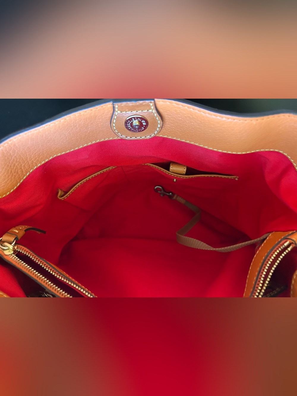 Dooney & Bourke Orange Leather Tote Bag - Picture 7 of 9